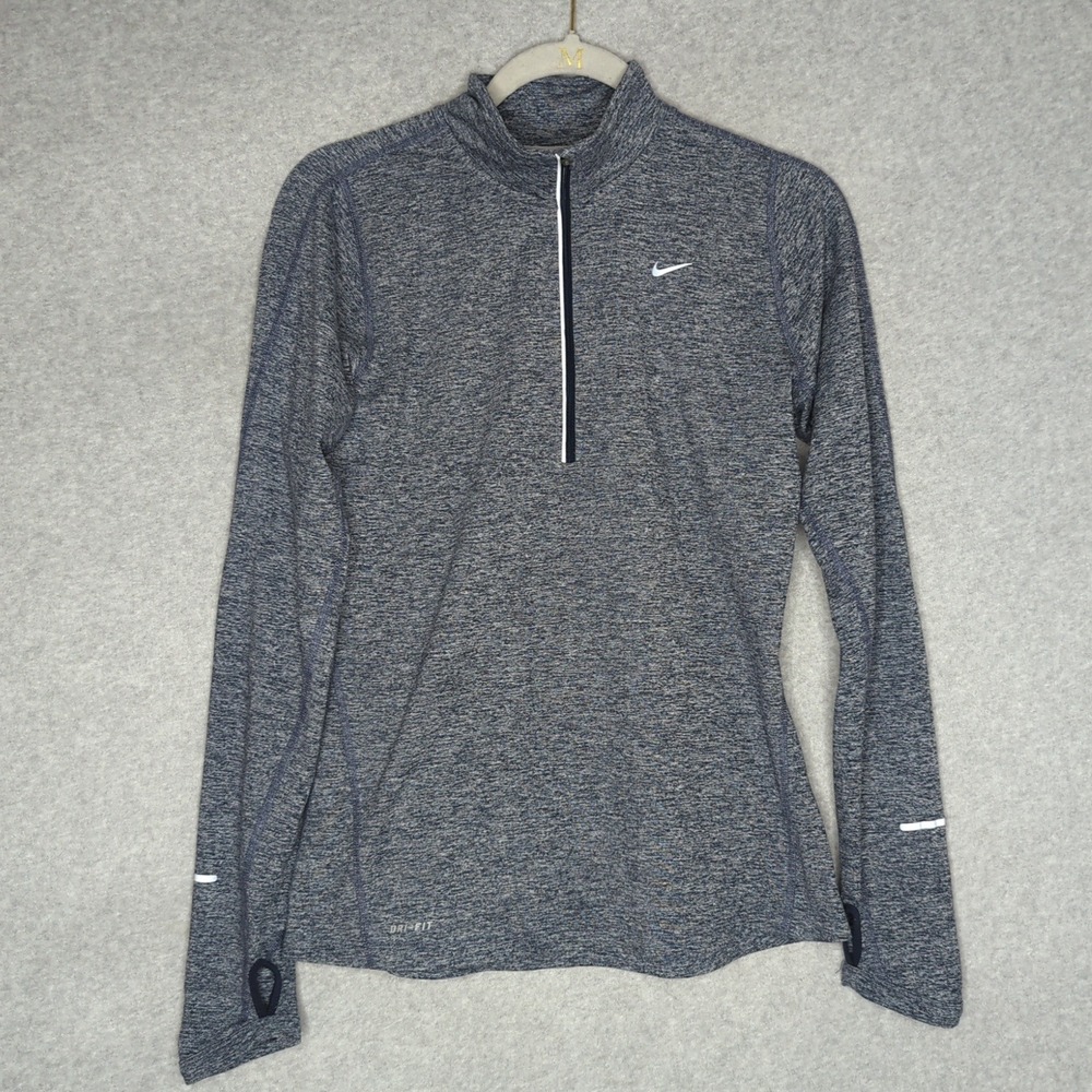 Nike Element Dri Fit‎ Running Top Women's Thumbhole Half Zip Pullover Small Gray